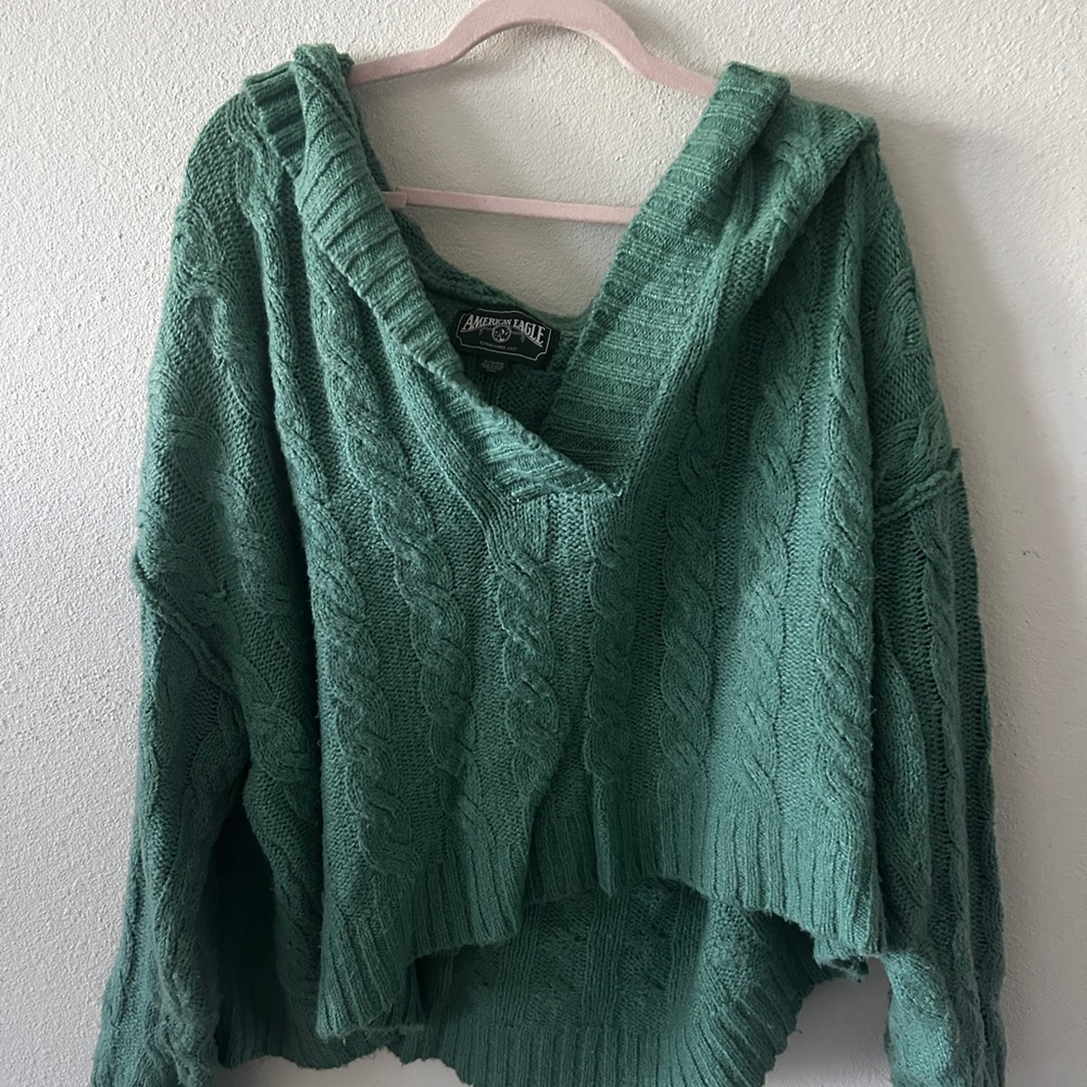 American Eagle Outfitters Green V-Neck Sweater
